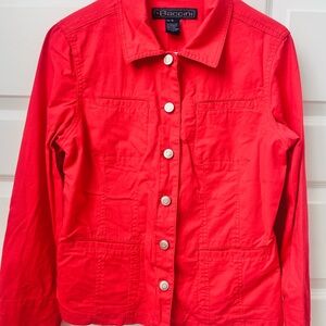 Baccini Bright Red Button Up Light Weight Jacket